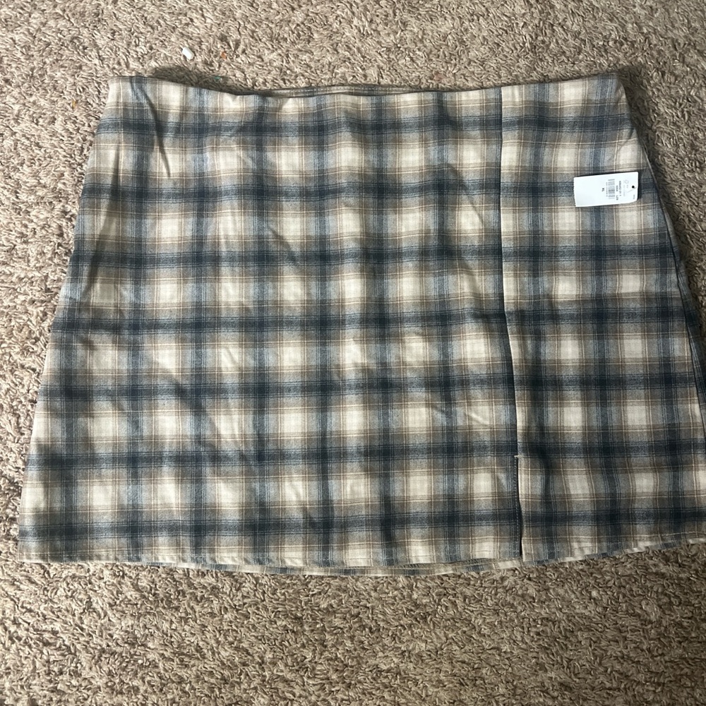 Old Navy Blue and Tan Plaid Mini Skirt